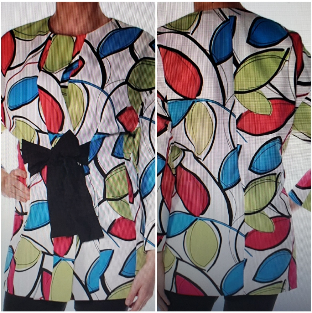 Nine West Women's Printed Wrap Topper Jacket Green